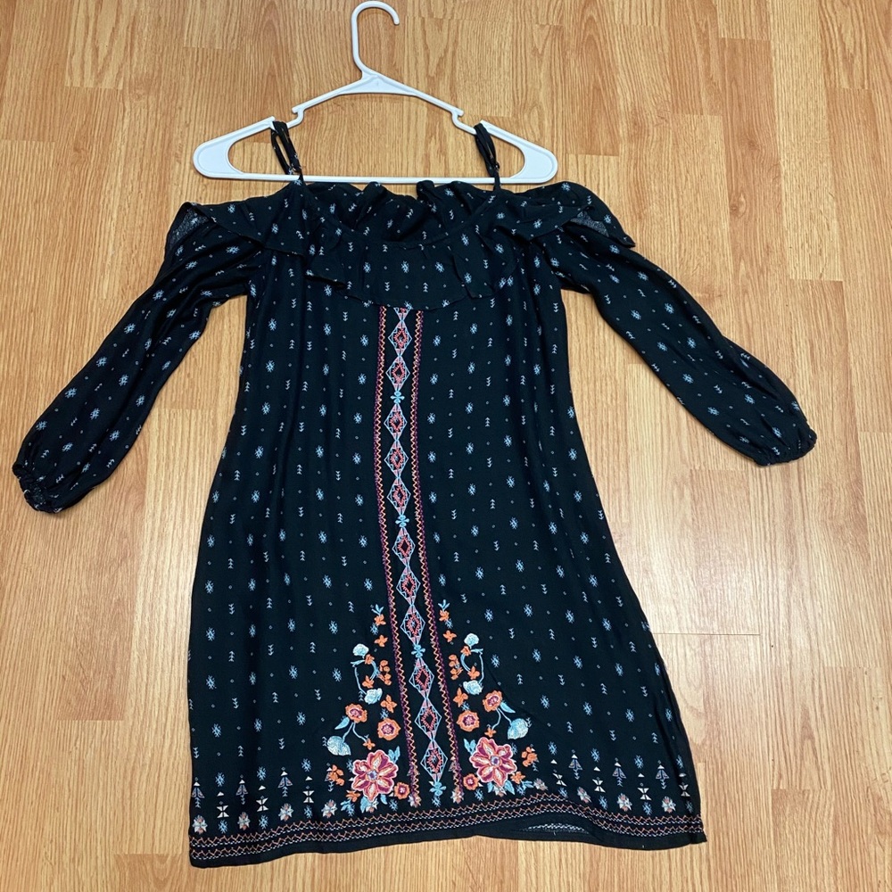 Black dress with floral detailing